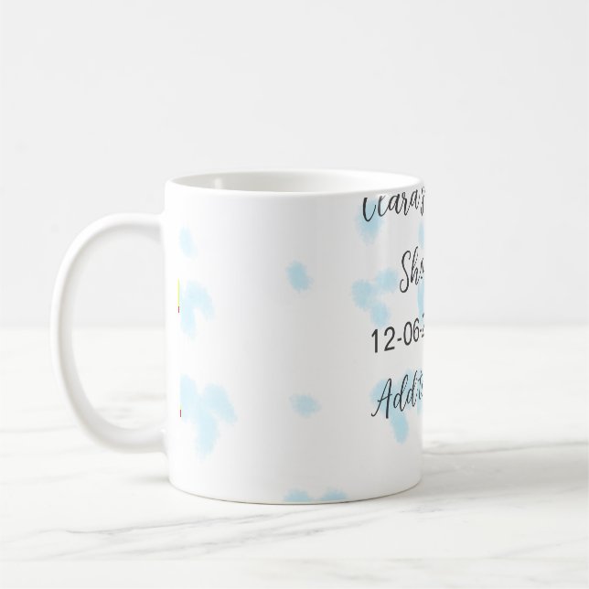 Mug Rose mignon baby shower aquarelle moderne dat (Gauche)