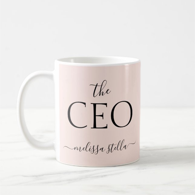 Mug Rose Moderne Le Nom du PDG | Meilleur Cadeau Fémin (Gauche)