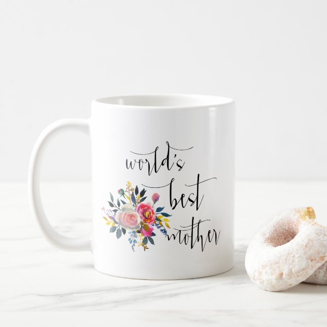 Mug Rose Moderne minimal Script La meilleure mère du m (Avec donut)