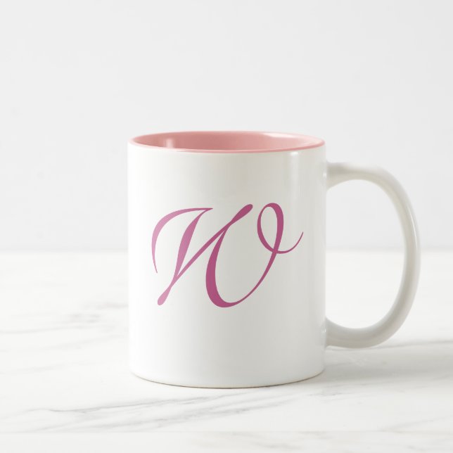 Mug rose monogrammé pour la collection Swirls (Droit)
