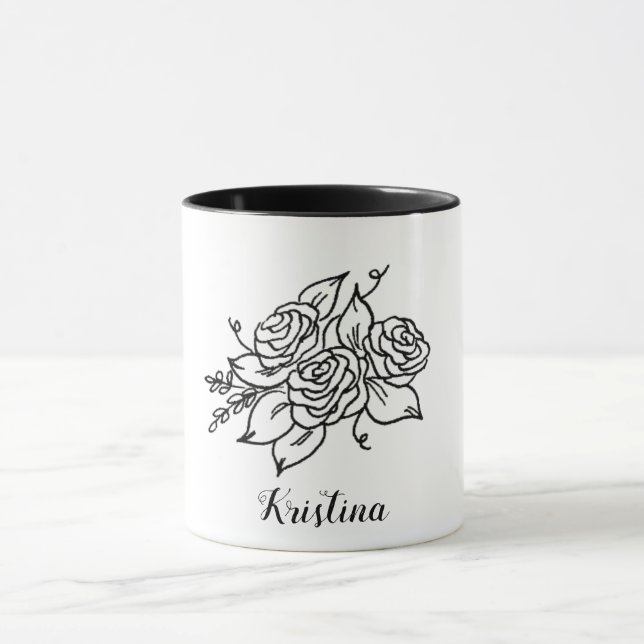 Mug Rose noir avec nom (Centre)