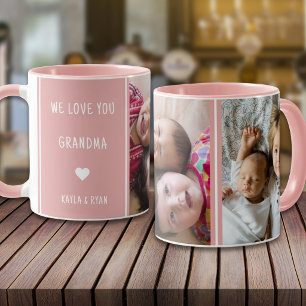 Mug Rose Nous t'aimons grand-mère 2 Collage photo