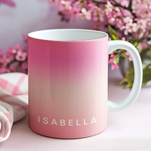 Mug Rose Ombré Dégradé Rose Pâle Moderne Personnalisé