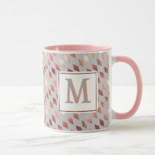 Mug rose or diamant monogramme gris gris muguet