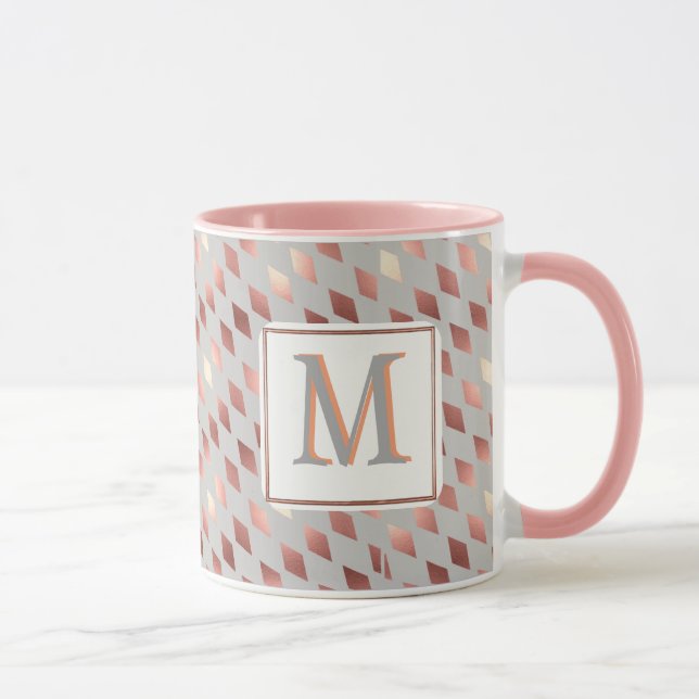 Mug rose or diamant monogramme gris gris muguet (Droite)
