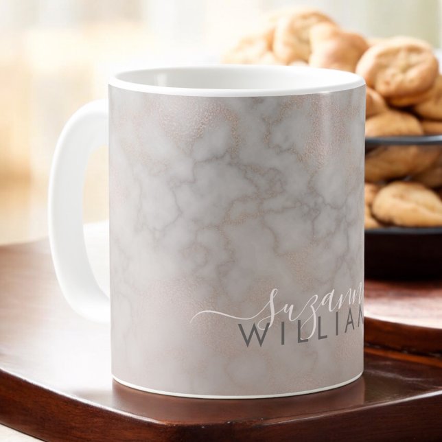 Mug Rose or et gris Elegant  en marbre Motif (Créateur téléchargé)