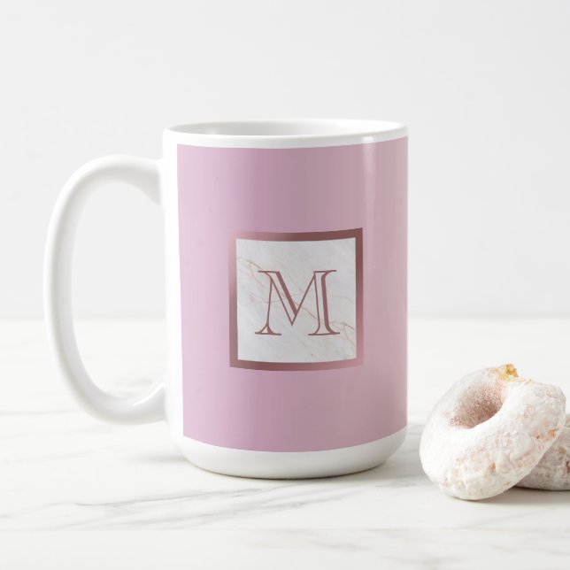 Mug Rose or marbre Monogramme rose vanille dégradé (Avec donut)
