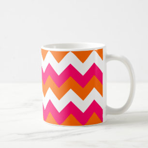 Mug Rose Orange Blanc Zigzag