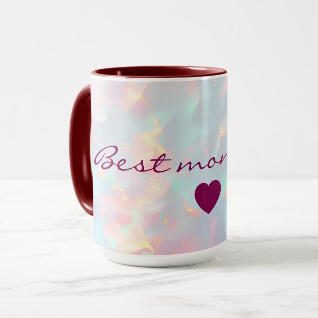 Mug Rose Pâle Menthe Douce Or Luxe Collection Moderne (Devant gauche)