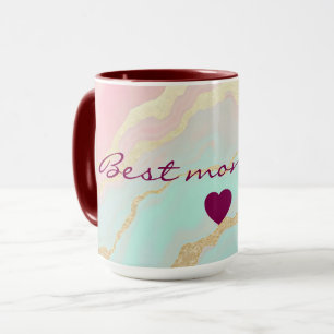 Mug Rose Pâle Menthe Or Luxe Collection Populaire
