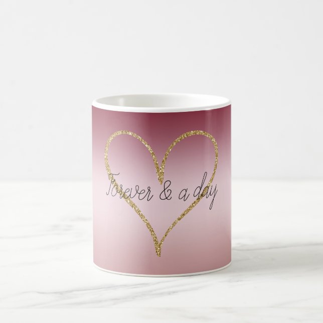 Mug Rose Pâle Ombré Paillettes Or Amour Éternel (Centre)