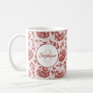 Mug Rose Parties scintillant or Monogramme floral