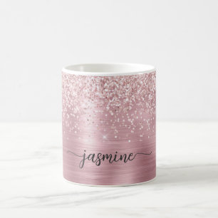 Mug Rose Parties scintillant or Monogramme Signature O