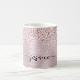 Mug Rose Parties scintillant or Ombre métal Monogramme