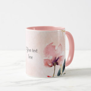 Mug Rose pastel et cadre or élégant modèle