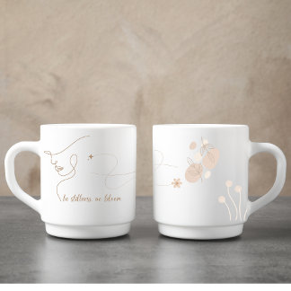 Mug Rose personnalisé Gold Line Art Mindfulness Citati