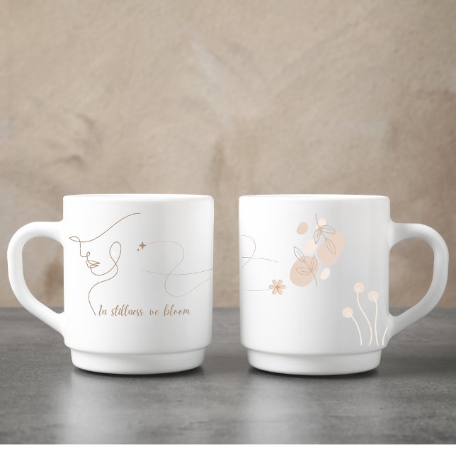 Mug Rose personnalisé Gold Line Art Mindfulness Citati (Créateur téléchargé)