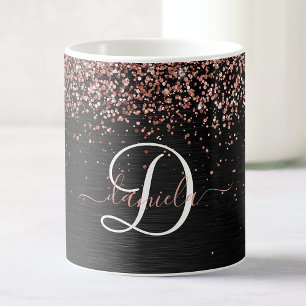 Mug Rose personnalisé Parties scintillant or noir Étin