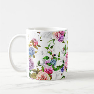 Mug Rose, pivoine avec feuilles et camomille avec corn