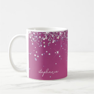 Mug Rose Poudré Moderne Glitter Personnalisé