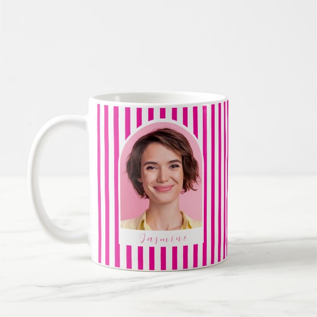 Mug Rose Poudré Rétro Personnalisé Photo Nom  C (Gauche)