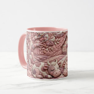Mug Rose Poussiéreux Scène Champêtre Patchwork de Vach