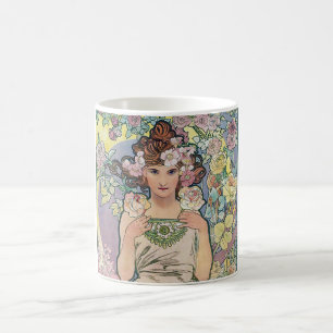 Mug Rose (quatre fleurs), Alphonse Mucha