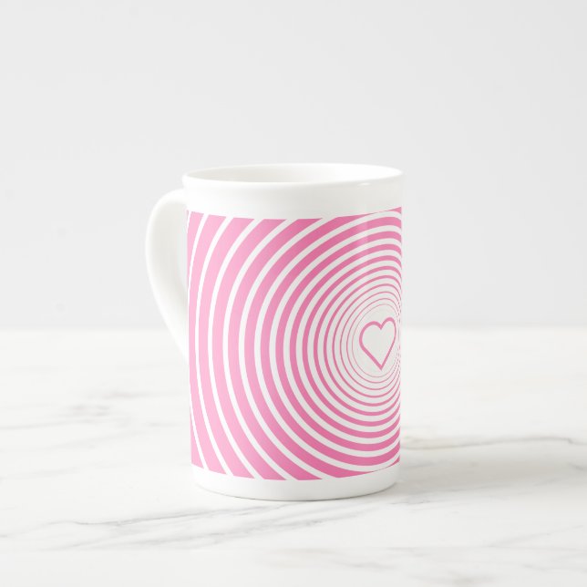 Mug rose romantique avec coeur (Devant gauche)