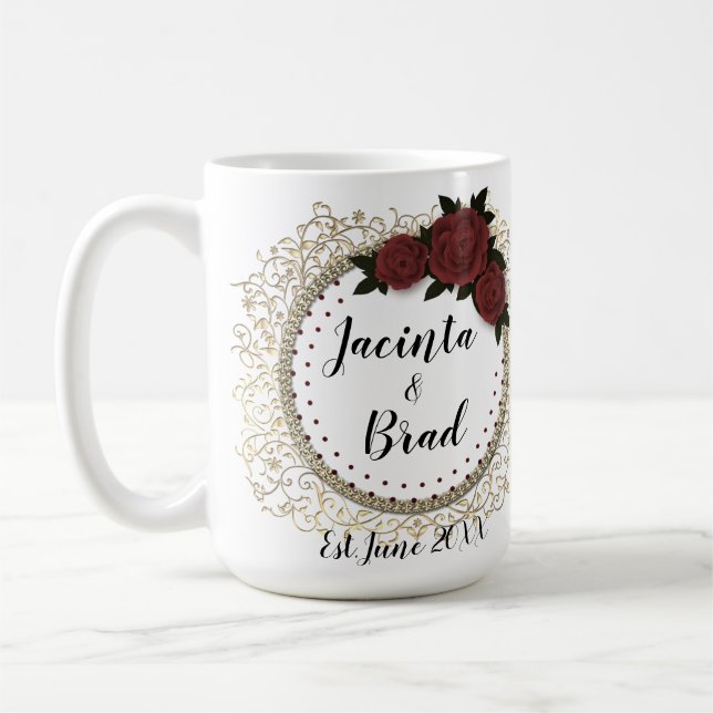 Mug Rose romantique Mariage de plume de  (Gauche)