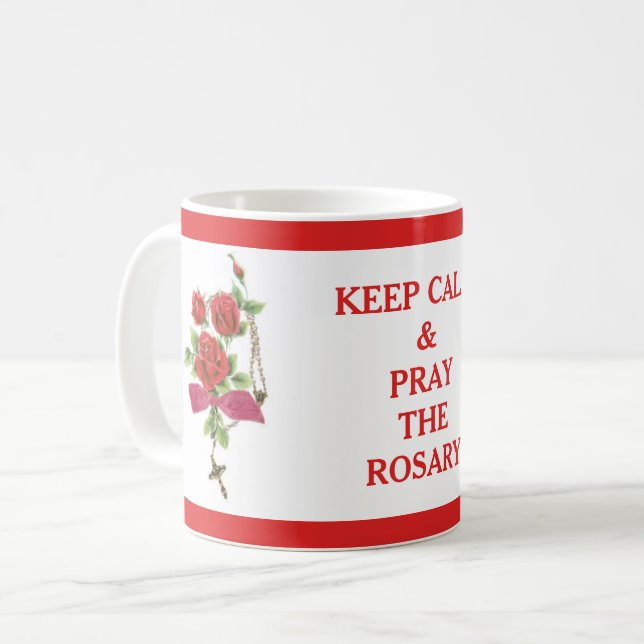 MUG ROSE ROSARY GARDE CALME CRUCIFIX (Devant gauche)