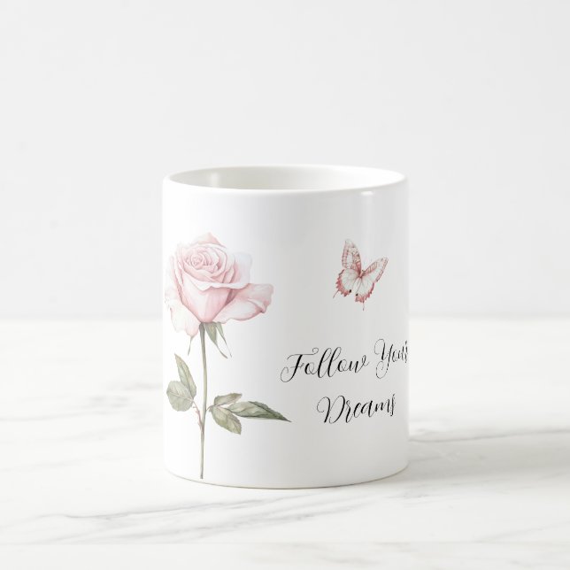 Mug Rose Rose Blanc Papillon Rêves (Centre)