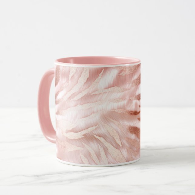 Mug Rose rose blanc Zebra Animal (Devant gauche)