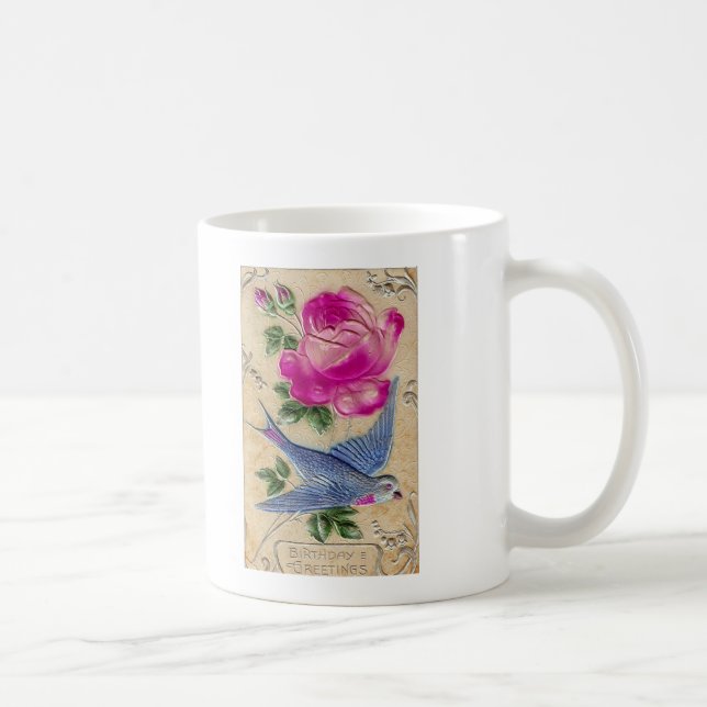 Mug Rose rose d'oiseau bleu (Droite)