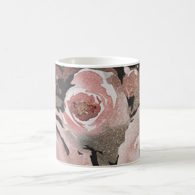 Mug Rose Rose Glitter Roses Dark Floral Glam Elegant (Centre)