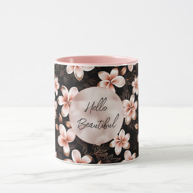 Mug Rose rose noire noire noire Floral or (Centre)