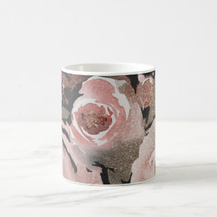 Mug Rose rose pailletée Fleurs sombres Glam élégant