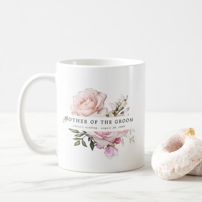 Mug Rose rose rose pâle Mère de la chambre (Avec donut)