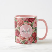 Rose rose vintage Rose Floral Monogrammé