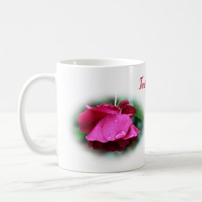 Mug Rose rouge après la pluie Personnalisé (Gauche)