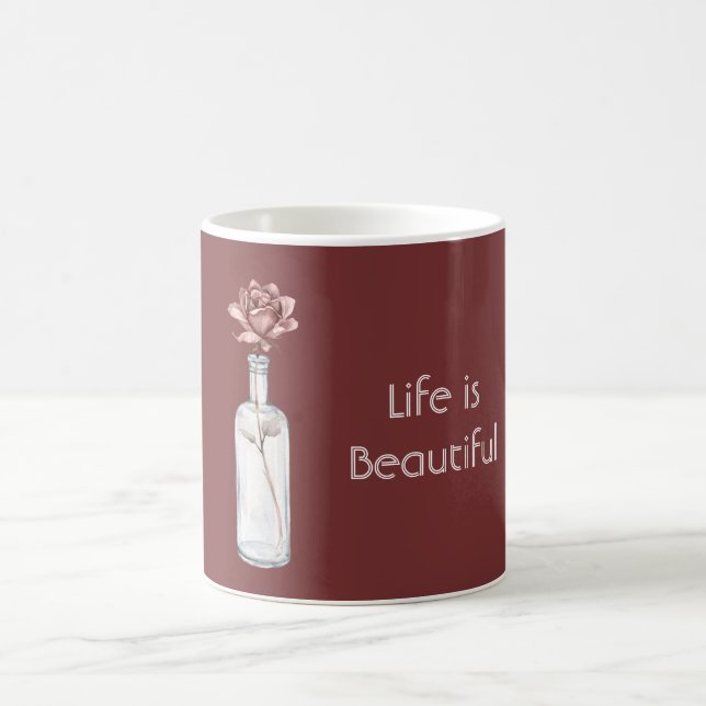 Mug Rose rouge en bouteille (Centre)