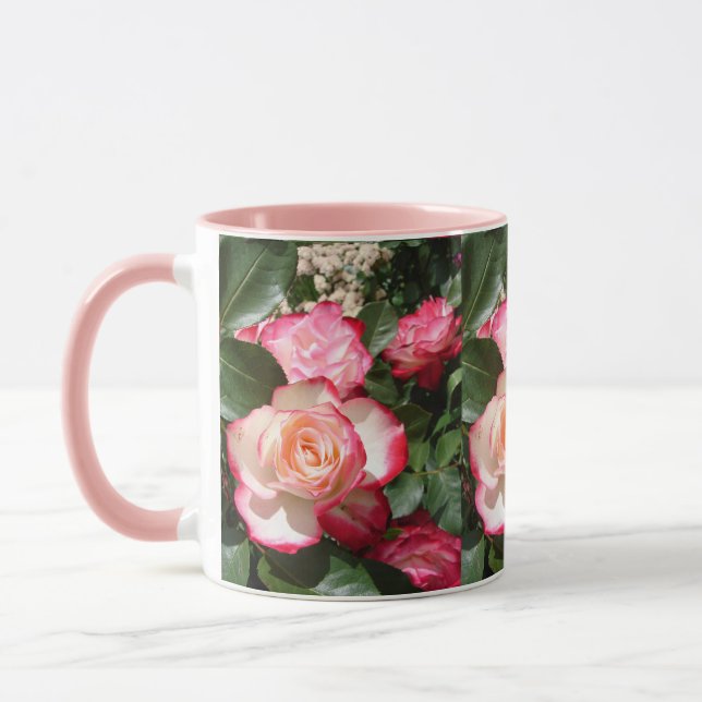 Mug Rose rouge et blanche Fleurs Roses florales  (Gauche)