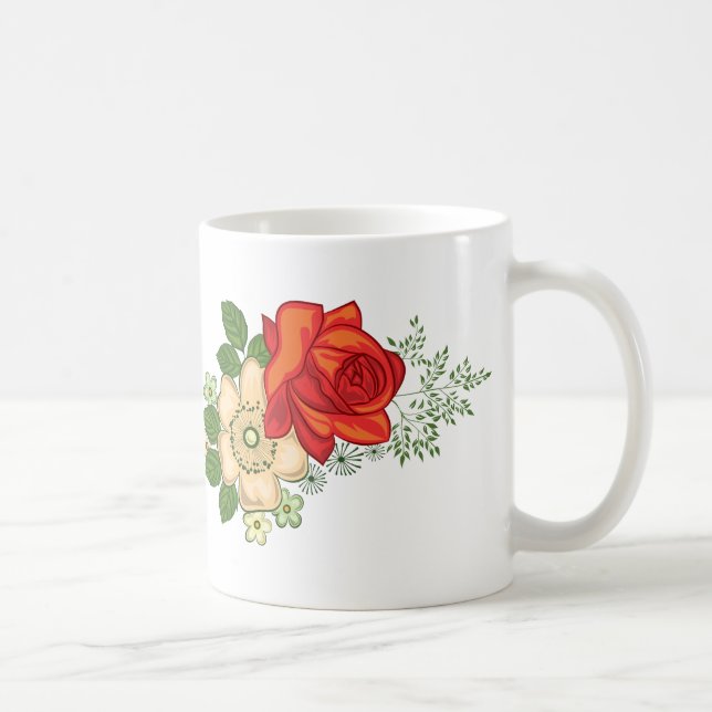 Mug Rose rouge et marguerites (Droite)