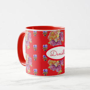 Mug Rose Rouge Floral Roses Vintage Jardin des femmes