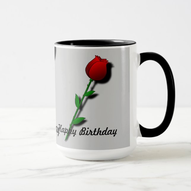 Mug Rose rouge "Joyeux anniversaire" (Droite)