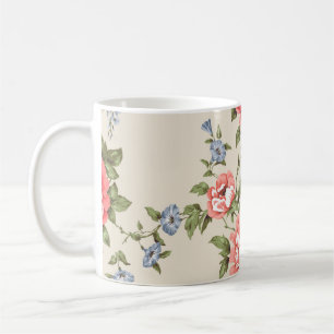 MUG ROSE ROUGE MOTIF SANS PARAMÈTRE AVEC BELLES BLEUES