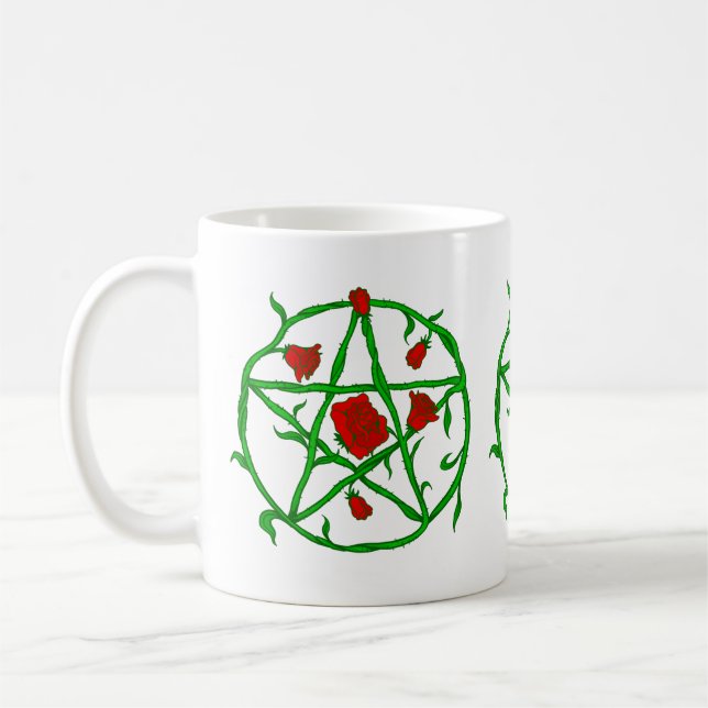 Mug rose rouge pentagram goth gothique wiccan (Gauche)