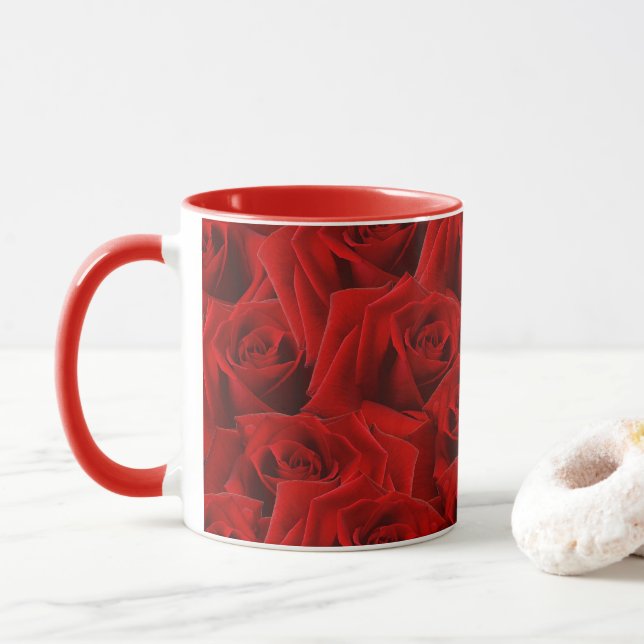 Mug Rose rouge romantique (Avec donut)