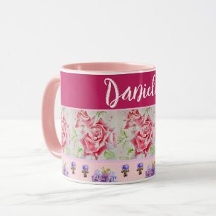 Mug Rose rouge Rose Aquarelle rose Chic Shabby
