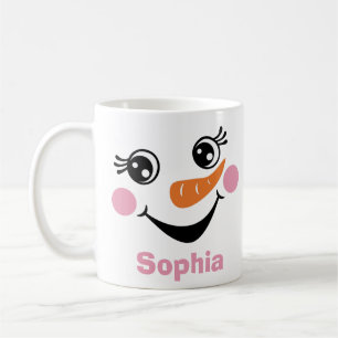Mug rose Snowman personnalisé avec nom personnalis