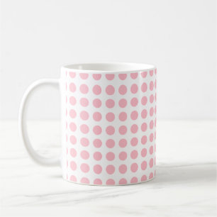 Mug Rose sur blanc Moyen taille Pois horizontaux